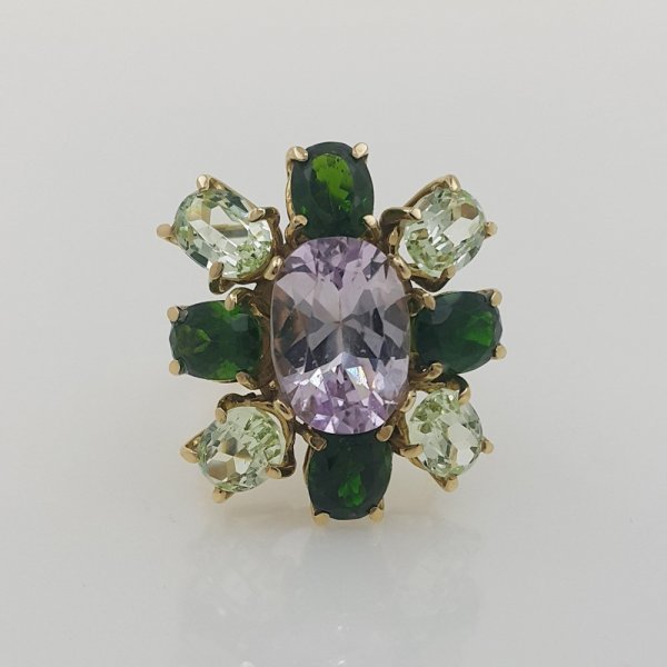 18k. yellow gold cocktail ring with natural gemstones 16.00 carat