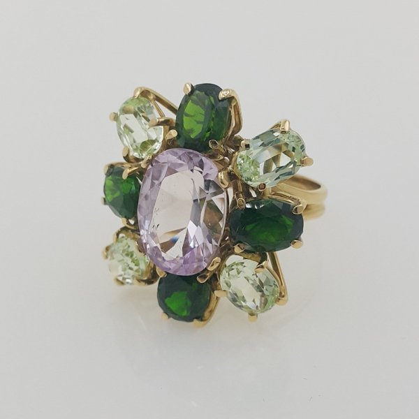 18k. yellow gold cocktail ring with natural gemstones 16.00 carat