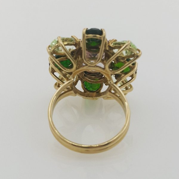 18k. yellow gold cocktail ring with natural gemstones 16.00 carat